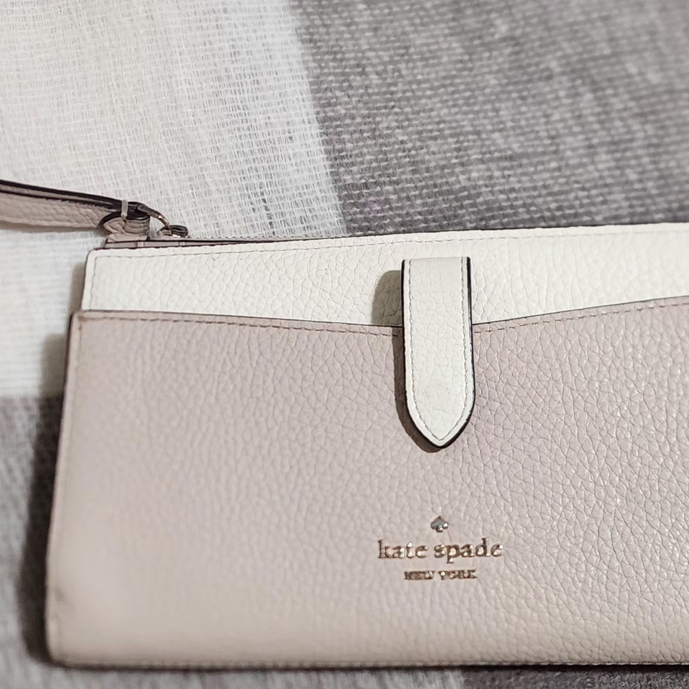 Kate Spade Cream and Tan Leather Wristlet